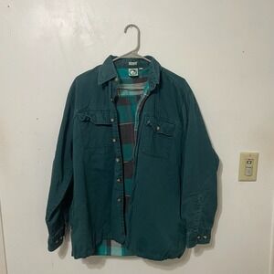 Appalachian Trail Flannel Lined Shirt Jacket Green Mens XL Barn Chore Coat Read